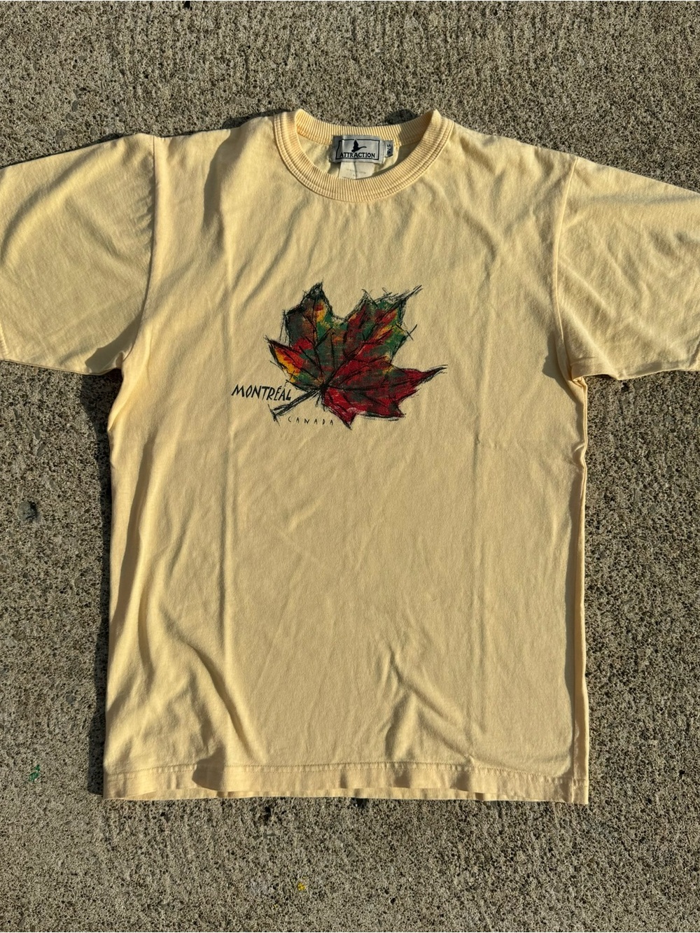 Vintage Montreal Maple Leaf Graphic Tee - Yellow